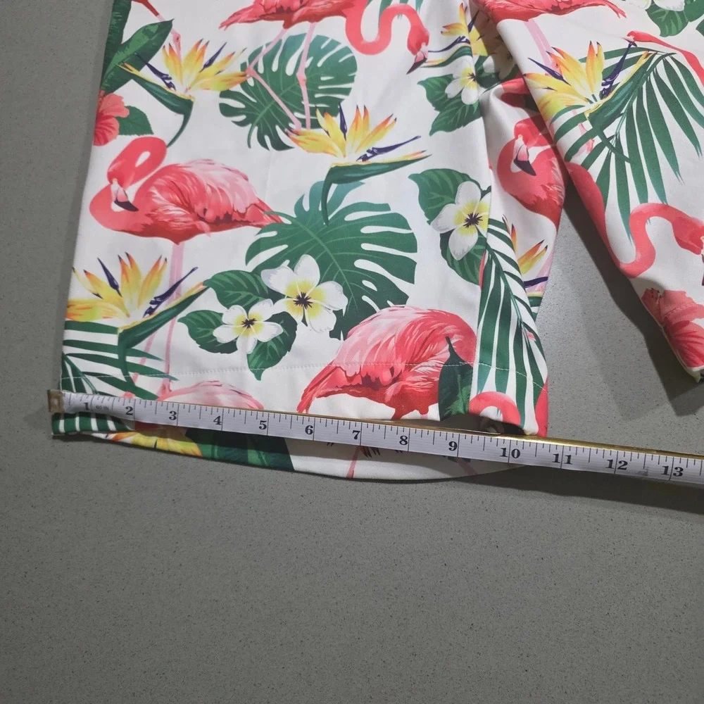 Loudmouth Golf‎ Shorts Mens 34 White Pink Flamingo Tropical Floral Palm Leaf LM